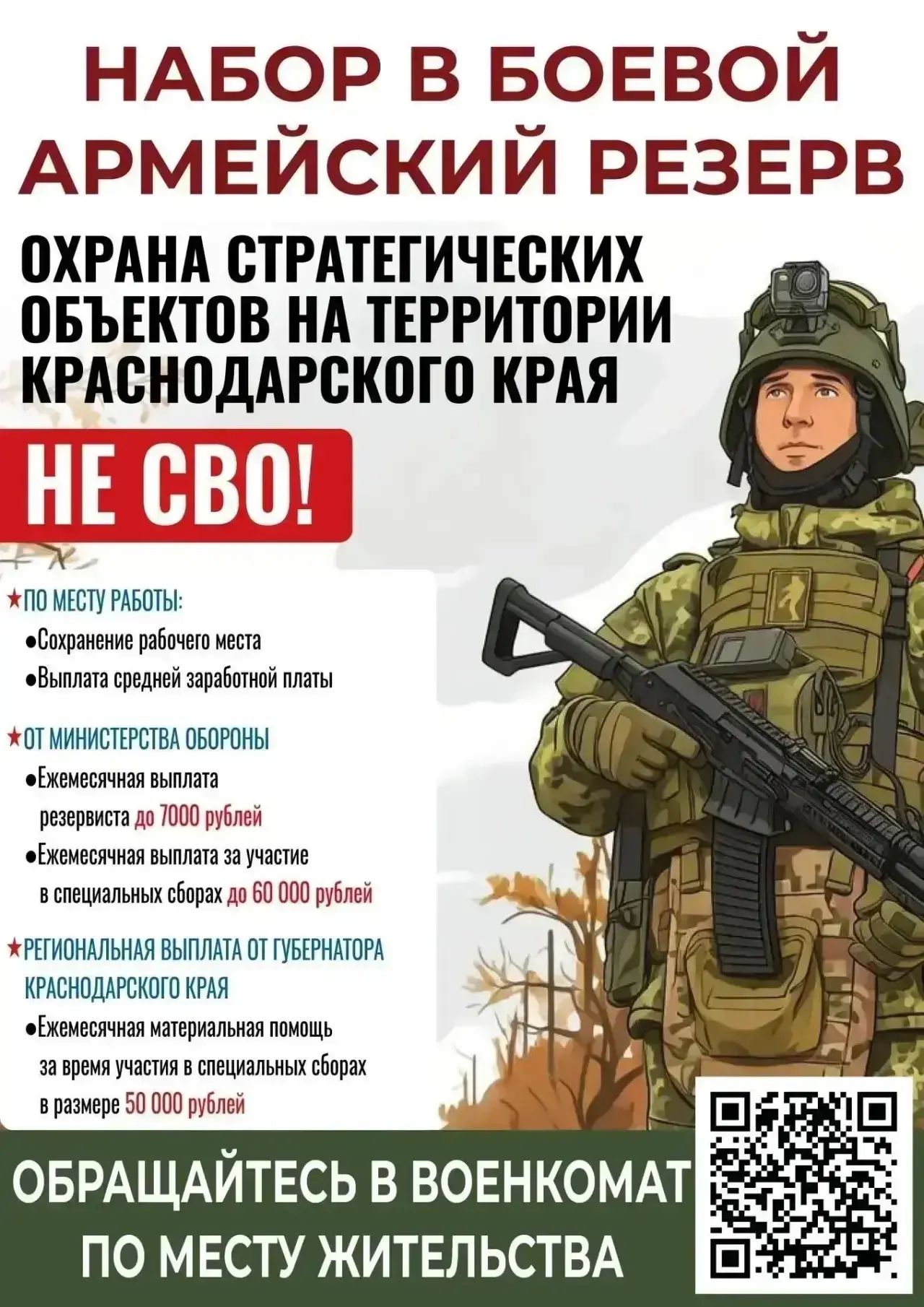 О проведении набора граждан в боевой армейский резерв (БАР) для выполнения задач по охране стратегических объектов на территории Краснодарского края